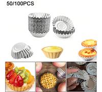 50/100 pezzi Mini stampi per crostate, piccoli stampi per crostate, stampi per tazze in latta, pirottini riutilizzabili per cupcake, stampi per muffin rotondi, adatti per gusci di crostate, torte, cup