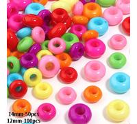 50/100 pezzi Perline abaco in acrilico, dimensione opzionale 12/14 mm, adatte per braccialetti fai-da-te, portachiavi, collane, penne da cancelleria, decorazioni per le vacanze, perline abaco, perline