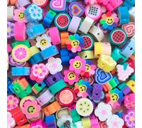 50/100 pezzi Perline in argilla polimerica a forma di frutta e fiori alla moda per braccialetti e collane Argilla polimerica