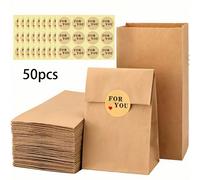 50/100 pezzi Sacchetti di carta kraft marrone, sacchetti di imballaggio durevoli, sacchetti di carta per il pranzo, sacchetti della spesa, adatti per caramelle, snack, pane, popcorn, matrimoni, baby s