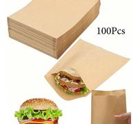 50/100 pezzi Sacchetti di carta kraft per panini, sacchetti alimentari monouso anti-unto adatti per hamburger, dolci, pollo fritto | Sacchetti per spuntino a prova di perdite, adatti per feste, cateri