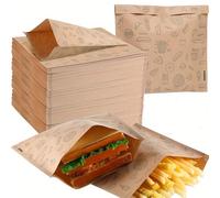50/100 pezzi Sacchetti di carta kraft per panini, sacchetti alimentari monouso anti-unto adatti per hamburger, dolci, pollo fritto | Sacchetti per spuntino a prova di perdite, adatti per feste, cateri