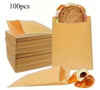 50/100 pezzi Sacchetti di carta kraft per panini, sacchetti alimentari monouso anti-unto per hamburger, dolci, pollo fritto | Sacchetti per spuntino a prova di perdite per feste, catering, food truck