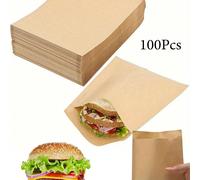 50/100 pezzi Sacchetti di carta kraft per panini, sacchetti alimentari monouso antigrasso per hamburger, dolci, pollo fritto | Confezioni stagne per spuntino per feste, catering, food truck | Matrimon