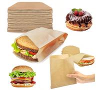 50/100 pezzi sacchetti di carta kraft per tramezzini, sacchetti alimentari monouso antigrasso per hamburger, dessert, pollo fritto | confezioni stagne per spuntino per feste, catering, food truck | ma
