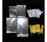 50/100 pezzi Sacchetti in cellophane trasparenti e colorati, Sacchetti in plastica OPP trasparenti per caramelle, lecca-lecca, biscotti, regali, feste, forniture da forno B01,B02,B03,B04,B05,B06,B02+B