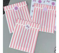 50/100 pezzi Sacchetti regalo piatti a righe verticali rosa e bianche da 4,7x6,7 pollici, sacchetti regalo, piccoli sacchetti regalo in carta, sacchetti in carta a righe, sacchetti regalo per caramell