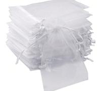 50/100 pezzi Sacchetti regalo, sacchetti bianchi, adatti per regali di matrimonio, con rete, busta regalo in rete per gioielli, adatto per feste di Ognissanti, Natale, Ognissan e altri eventi 10 pezzi