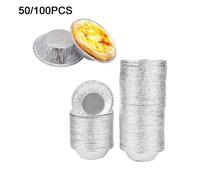 50/100 pezzi Stampi per mini crostate d'argento, gusci di crostate monouso rotondi, pirottini di alluminio per crostate, adatti per la cottura di mini torte di pollo, piccole torte e quiche fatte in c