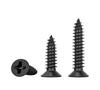 50-100 PZ M1 M1.2 M1.4 M1.7 M2 M2.3 M2.6 M3 - M4 Vite for legno autofilettante a testa svasata piatta in acciaio nero piccola croce(12mm,50pcs M4)