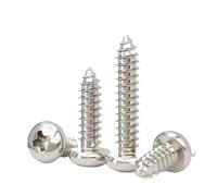 50/100 pz M2.3 M2.6 M2.8 M3 M3.5 M4 Ferro Nichelato Croce Testa Tonda Vite autofilettante Pan Testa A Coda Vite for legno(12mm,M2.8 (100PCS))