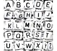50/100pcs 6mm Bianco Cubo Single&mixed (Casuale) Lettere Perline IN Acrilico