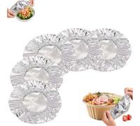 50/100PCS Copertura isolante in pellicola di alluminio ripetibile, coperture per alimenti in foglio di alluminio, coperchi elastici freschi per cucina, copertura regolabile per ciotola per impasto in