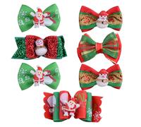 50/100x Christmas Pet Dog Cat Santa Hair Bows Grooming Rubber Band XMAS Festival