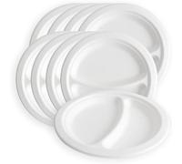 50/150/2500/500 Piatti piani usa e getta due scomparti da 22.5cm bagassa BIOCOMPOSTABILI canna da zucchero campeggio, picnic, feste, barbecue, compleanni (150 pezzi)