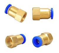 50/200Pcs Pneumatic Air Connector 4 6 8 10 12mm Hose Tube 1/8" 3/8" 1/2" 1/4" BSP Female Thread Brass Quick Pipe Joint Fitting(PCF6-04)