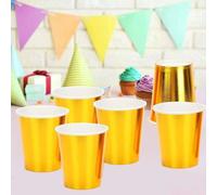 50/25/10 pezzi Bicchieri di carta da 266ml color oro, bicchieri per acqua, bicchieri per bevande, bicchieri per latte, bicchieri per succhi, adatti per bevande calde/fredde, per ufficio, feste, casa, 