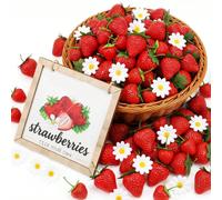 50/25 pezzi Fragole artificiali, Fragole in plastica sintetica, Decorazioni a forma di fragola rossa, Ornamenti da tavolo, Adatti per la decorazione della casa, la decorazione della stanza, le decoraz