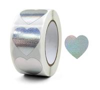 50-300pcs Silver Shiny Dot Heart Shaped Stickers Seal Labels For Package Glitter Card Decoration 1inch(100pcs-H)