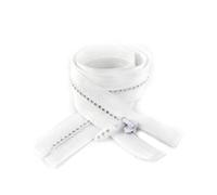 50/60/70cm 5# Cerniera in resina Cerniera con decorazione strass open-end per cerniere per cucire cappotti, Bianco, 50cm