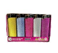 50 Accendini Ricaricabili in Diversi Colori QBAK Lux Atomic Box da 50 Pezzi Accesori per Fumatori (Brillanti)