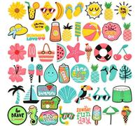 50 Accessori per Crocs, rimovibili Donna Uomo e Bambini | PVC, 50 pezzi con disegni estivi da spiaggia, per Crocs e zoccoli, decorazione fai da te per scarpe, regalo di compleanno
