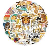 50 adesivi a forma di ghepardo per bicicletta, bottiglia d'acqua, auto, chitarra, computer, skateboard, laptop, scrapbooking, bagagli, casco, adesivi a forma di animali dei cartoni animati, adesivi