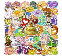 50 adesivi a forma di serpente dei cartoni animati, simpatici adesivi a forma di serpente iridescente, per bambini, ragazzi, ragazzi, in vinile impermeabile Vsco Kawaii adesivi colorati