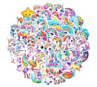 50 adesivi con graziosi unicorni, adesivi con cavalli arcobaleno in stile cartone animato, adatti per skateboard, borracce, tablet, zaini, frigoriferi e biciclette.