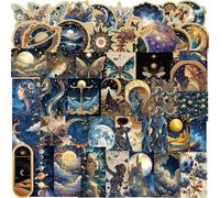 50 adesivi cosmici a forma di luna per auto, computer portatile, chitarra, skateboard, moto, universo, stelle, luna, in vinile, impermeabile, per adolescenti, bambini, adulti