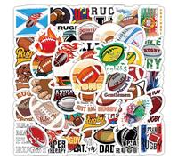 50 adesivi da rugby, impermeabili, divertenti adesivi sportivi per laptop, borraccia, skateboard, auto, album di ritagli, custodia da viaggio, bici, bagagli, chitarra, casco, adesivi alla moda, in