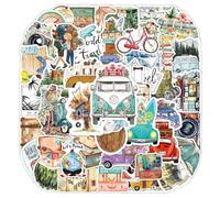 50 adesivi da viaggio, in formato mini, impermeabili, per valigia, viaggi, all'aperto, set di adesivi da viaggio, per journaling, album d'acqua, custodia per laptop, carte di credito