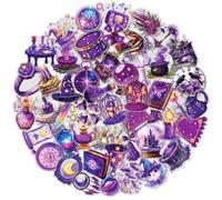 50 adesivi magici da strega, viola mistica astrologia impermeabile, decalcomanie trasparenti per diario, scrapbooking, agende, stregoneria, artigianato di Halloween