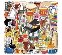 50 Adesivi Per Strumenti Musicali Per Bottiglie D'acqua, Laptop, Telefono, Computer, Chitarra, Skateboard, Amanti Della Musica, Decalcomanie Estetiche Impermeabili Per Bambini, Adolescenti E Adulti.
