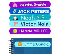 50 Adesivi personalizzati con nome per bambini. Etichette adesive per scuola, asilo, libri, giocattoli e contenitori Tupperware. Etichette impermeabili 6x1 cm.