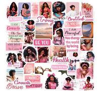 50 adesivi rosa con ragazza nera per Vision Board Journal Planner