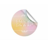 50 adesivi SCHÖN DASS DU DA BIST etichette per bomboniere per matrimoni, battesimi, compleanni, anniversari (4,5 cm rotondo)