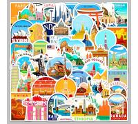 50 Adesivi Viaggi Piccolo Stickers per Diario di Viaggio Scrapbooking Journaling Fotoalbum Valigia Laptop