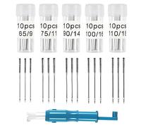 50 Aghi per Macchina da Cucire 65/9 75/11 90/14 100/16 110/18 Aghi Jersey per Singer Macchina da Cucire Universali Macchine da Cucire con Infila Ago per Macchine da Cucire Domestiche Tessuti Diversi