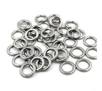 50 anelli divisi in acciaio inox per esche da pesca, connettori a scatto solidi senza cuciture con finitura antiriflesso, resistenti terminali per acqua salata e (3,4 x 5,5 mm)