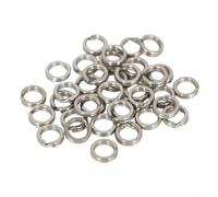 50 anelli divisi in acciaio inox per pesca - Connettori ad anello resistenti per pesca alla carpa marina - Kit di costruzione di ami antiruggine da 3,5 mm a 7,5 mm (1,0 x 5,5 mm)