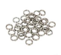 50 anelli in acciaio inox a doppio anello per esche da pesca, resistenti, per pesca a traina e jigging in acqua salata, color argento, diametro da 3,5 mm a 7,5 mm, kit di accessori per attrezzatura da