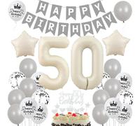 50 Anni Palloncini Compleanno beige, Palloncini 50 anni boho, Decorazione compleanno 50 Donna Uomo, Palloncini 50 compleanno beige grigio, Decorazione 50 festa Donna Uomo beige grigio