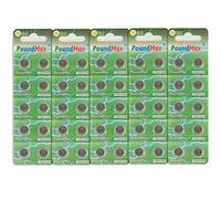 50 batterie alcaline a bottone AG13 LR44 da 1,5 V PoundMax