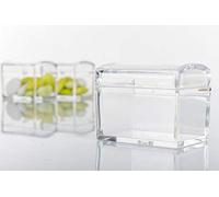 50 Bauletto Scatola PLEXIGLASS Trasparente BOMBONIERE Confetti 6x4.5x4 CM