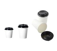 50 Bicchieri di carta Bianchi con 50 coperchi coffee to go munito di foro