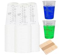 50 bicchieri graduati in resina epossidica, 230 ml, set da 50 bastoncini per legno trasparente, in resina epossidica, per liquidi, miscelazione di resina, colore, pigmento