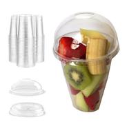 50 BICCHIERI IN PLASTICA PET ULTRA TRASPARENTE CON COPERCHIO 300 / 400 / 500 ml