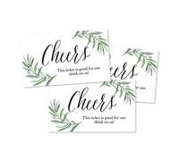 50 biglietti di auguri di eucalipto Greenery Eucalipto per una bevanda gratuita a matrimoni, eventi di lavoro o bar, un omaggio per birra, vino, alcool, bibite o buoni alimenti, grandi biglietti di carta per raffle