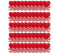 50 biglietti di carta per lecca-lecca a forma di cuore, con fiocco, per lecca-lecca di Natale, per incartare caramelle